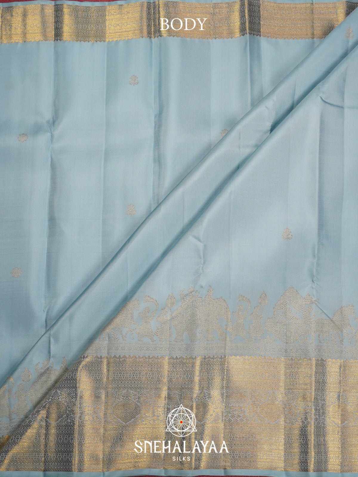Ice Blue Kanjivaram Silk Saree