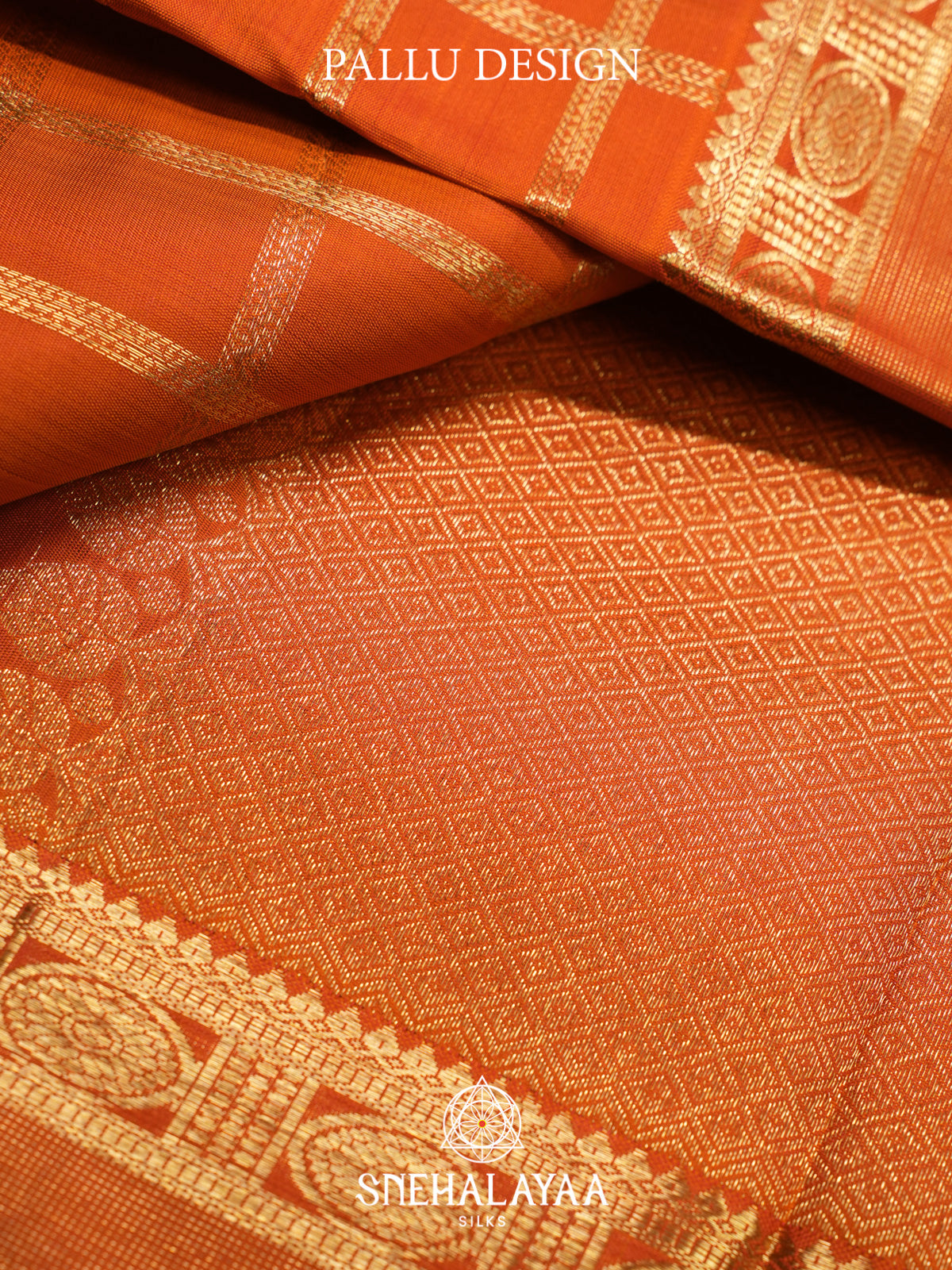 Rust Orange Kanjivaram Silk Saree