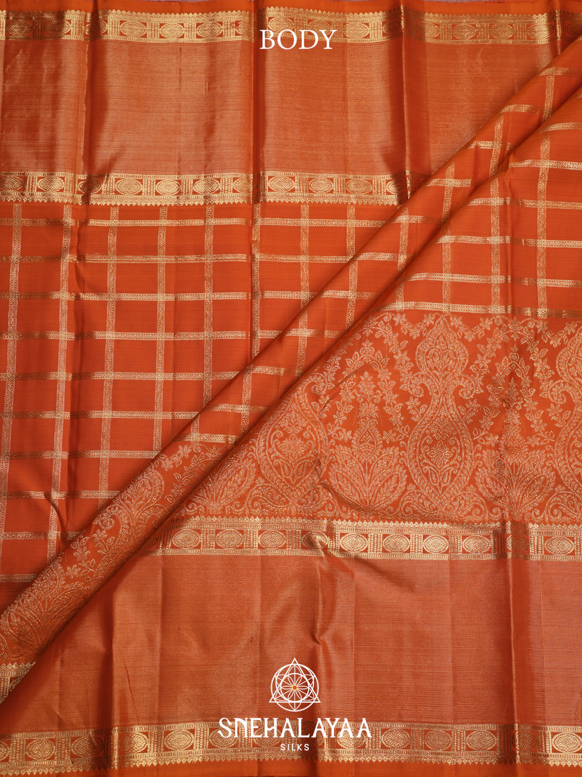 Rust Orange Kanjivaram Silk Saree