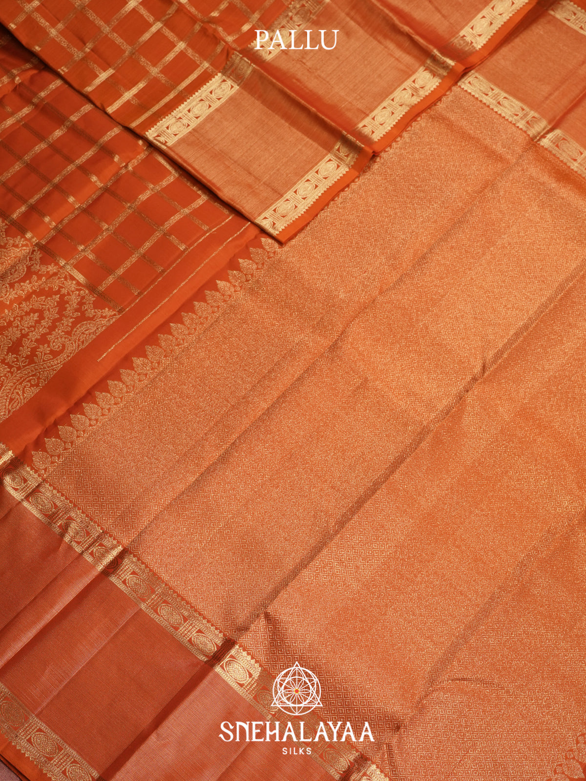 Rust Orange Kanjivaram Silk Saree