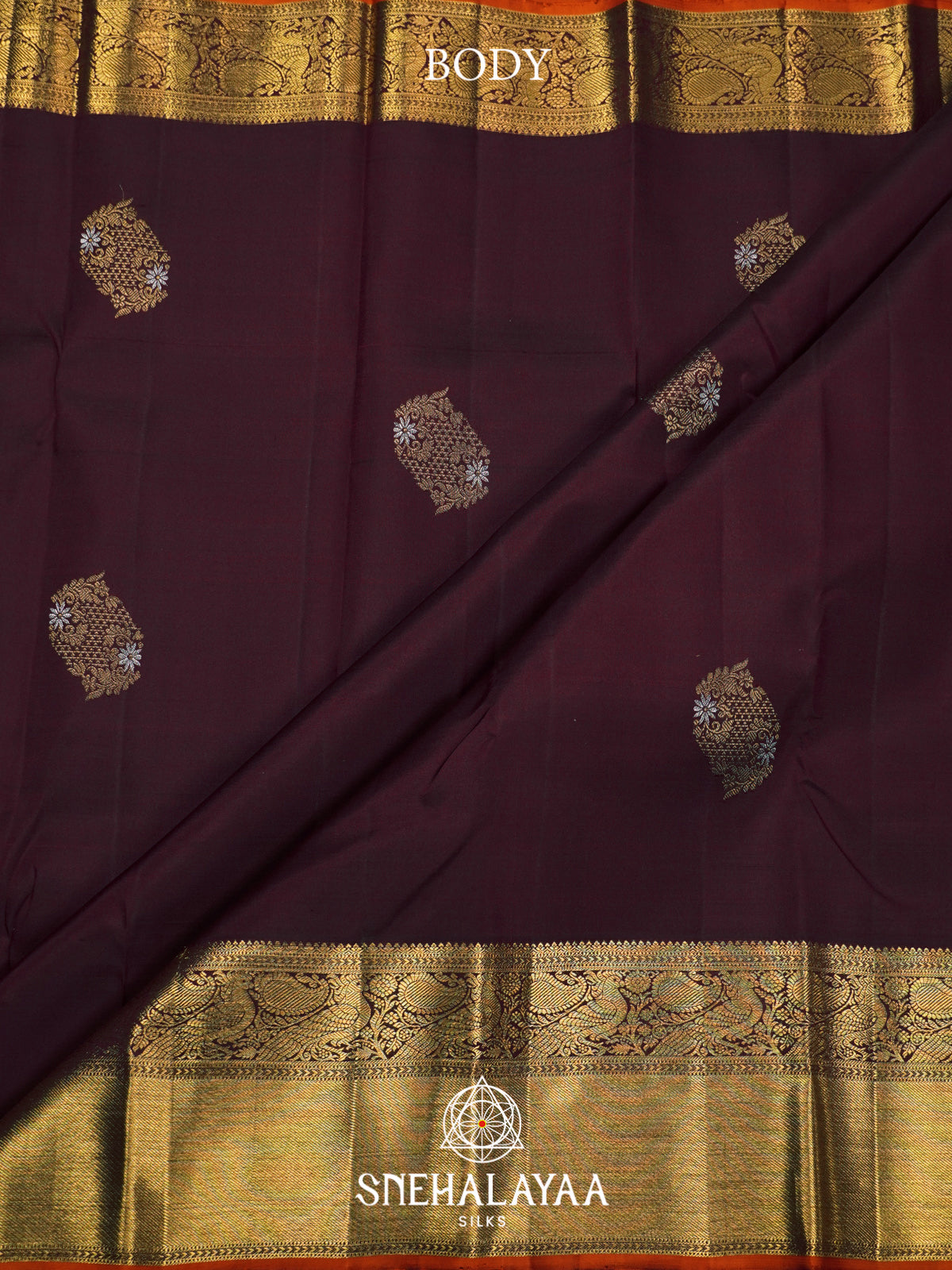 Coffee Brown Kanjivaram Silk Saree
