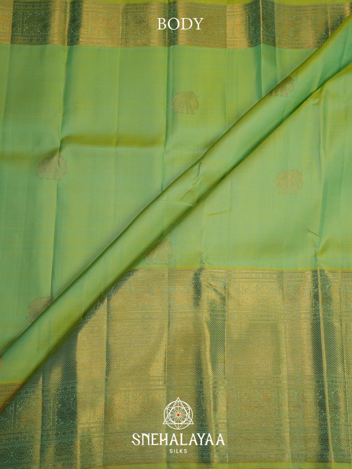 Lime Green Kanjivaram Silk Saree