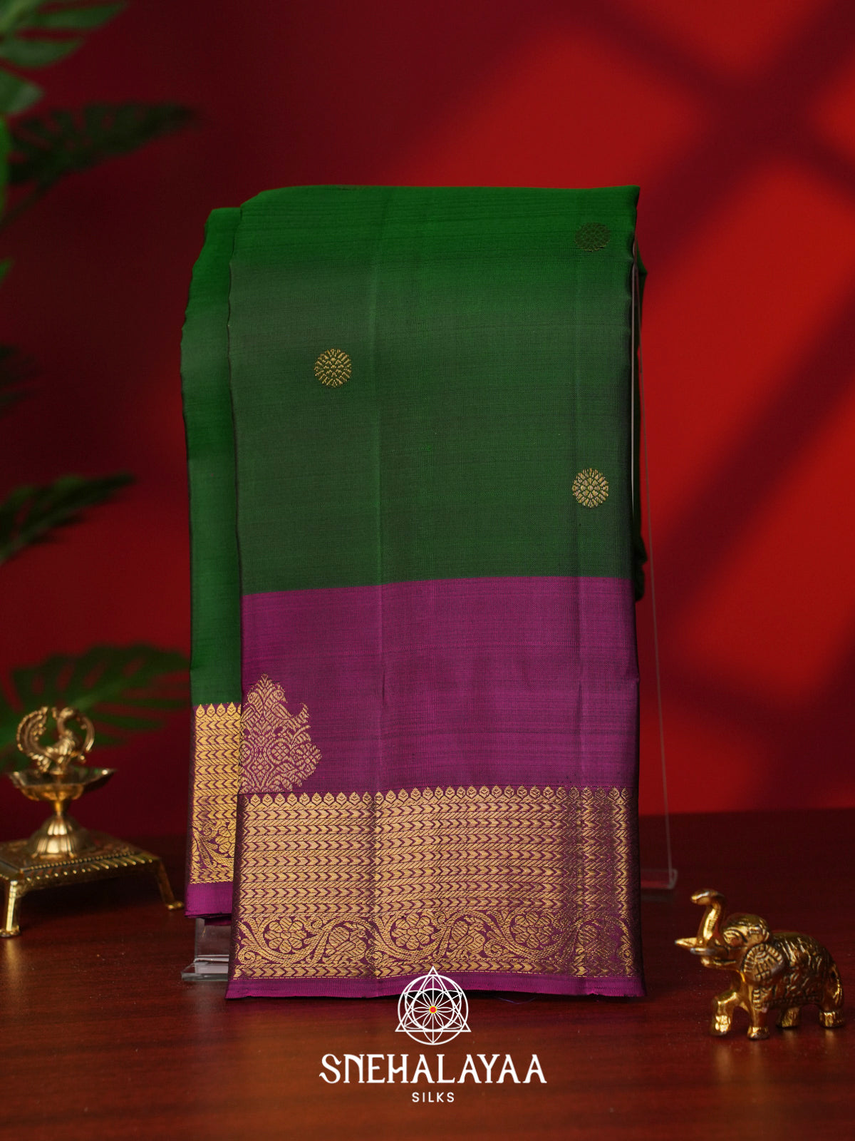 Forest Green Kanjivaram Silk Saree