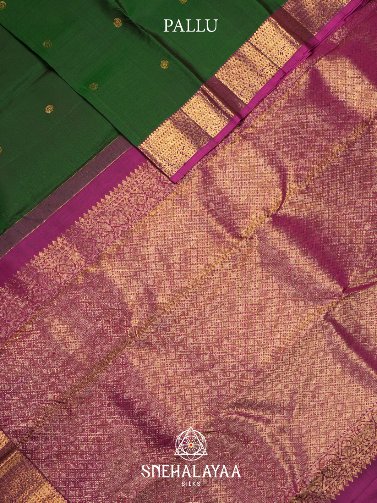 Forest Green Kanjivaram Silk Saree