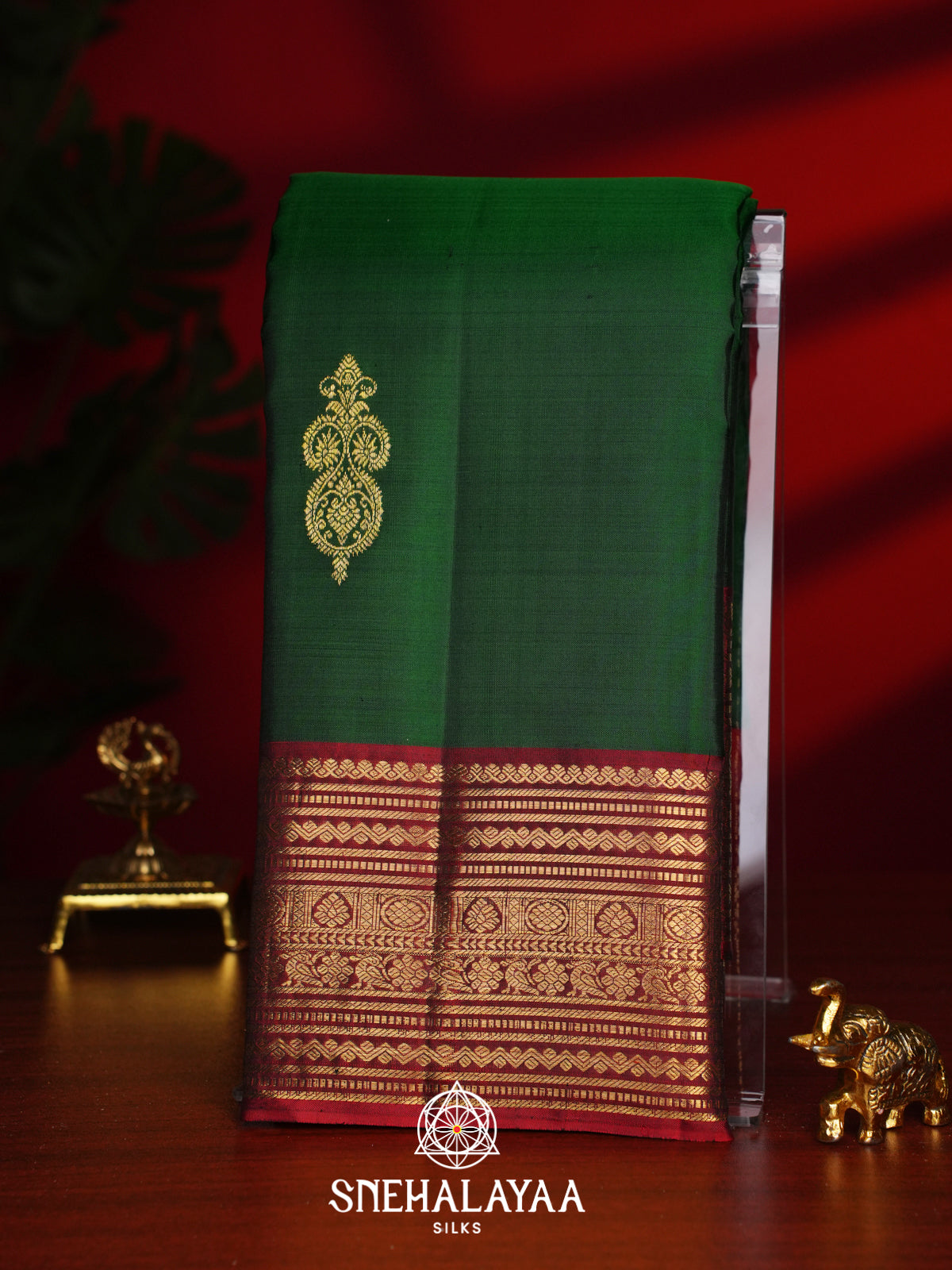 Forest Green Kanjivaram Silk Saree