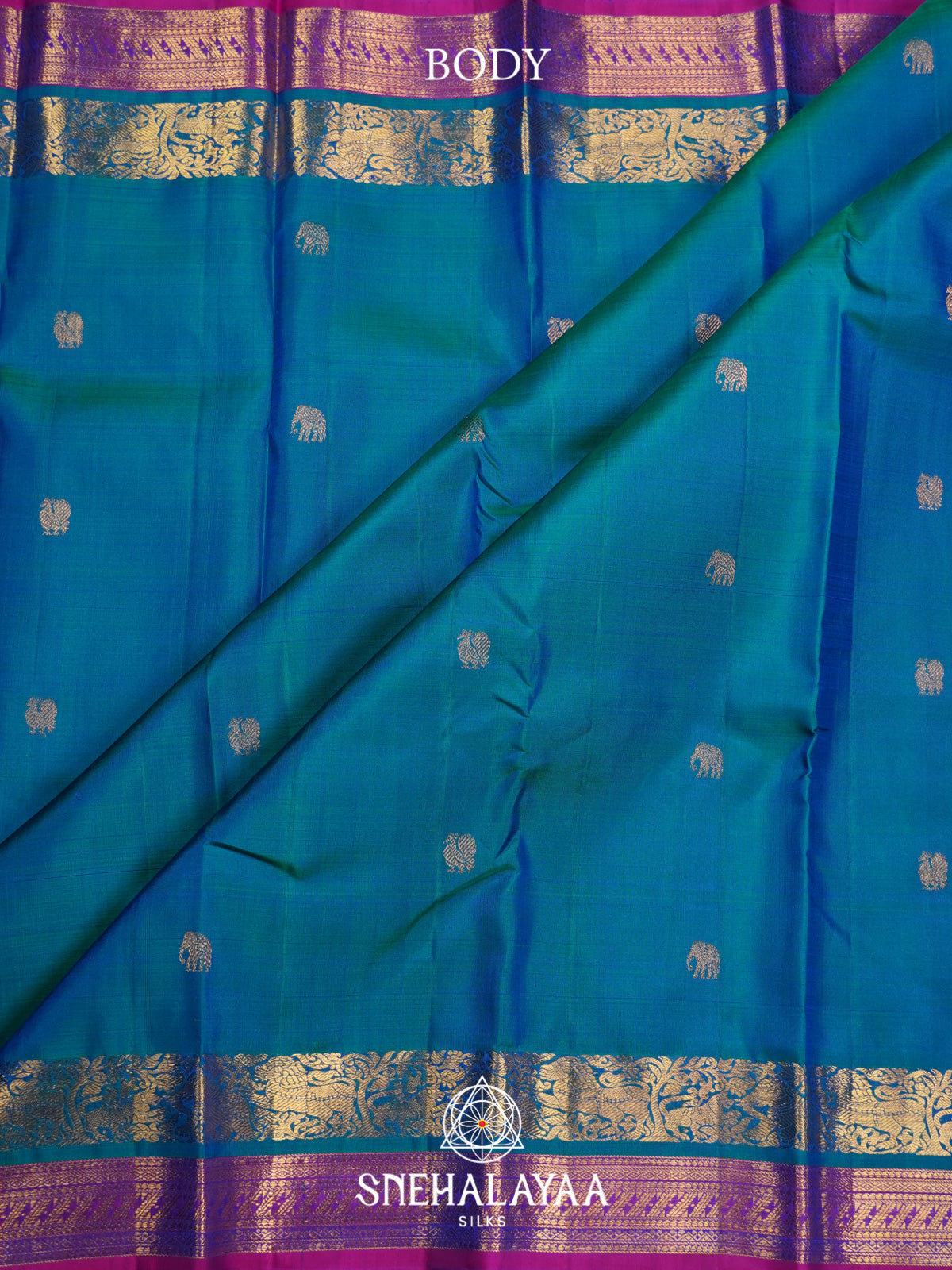 Peacock Blue Kanjivaram Silk Saree