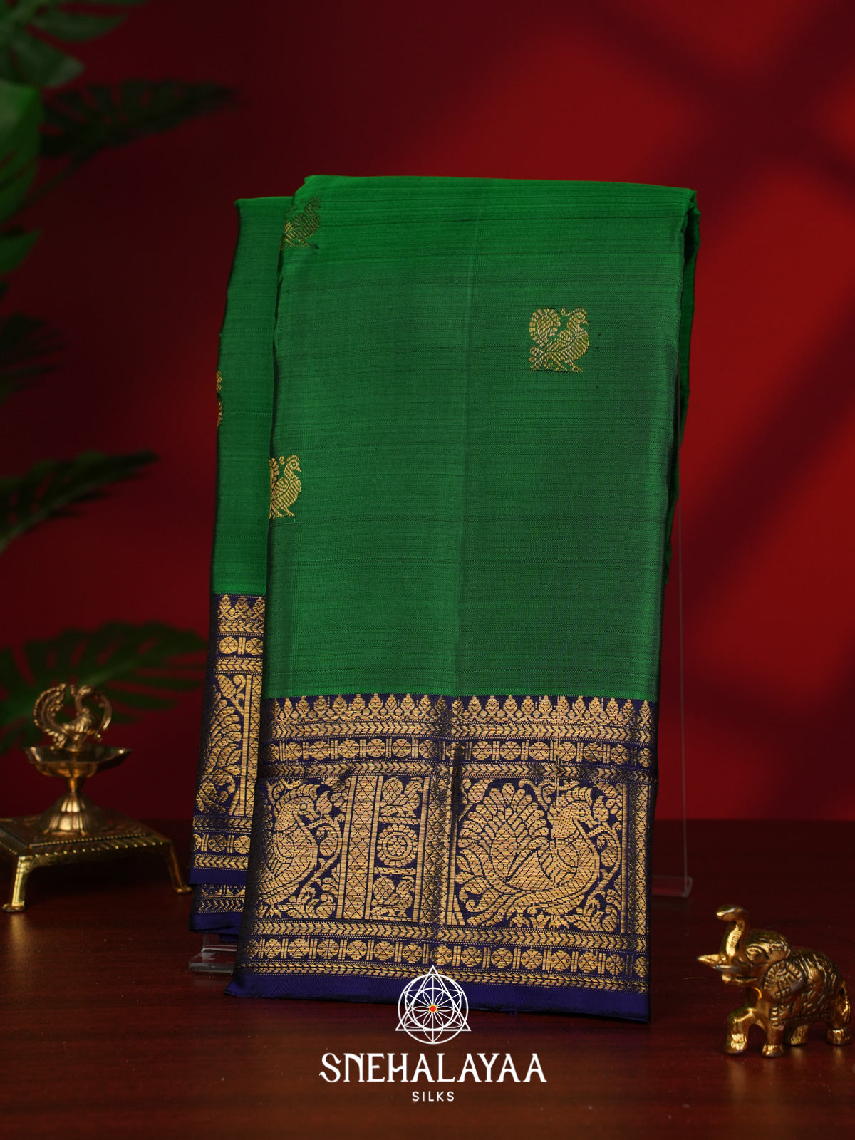 Emerald Green Kanjivaram Silk Saree