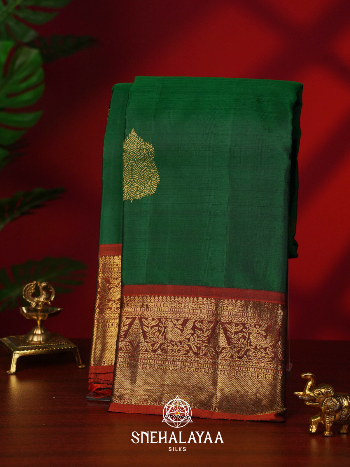 Forest Green Kanjivaram Silk Saree
