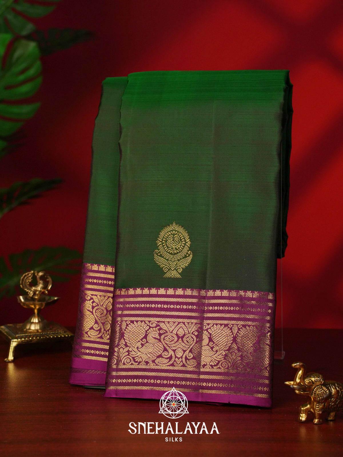 Forest Green Kanjivaram Silk Saree