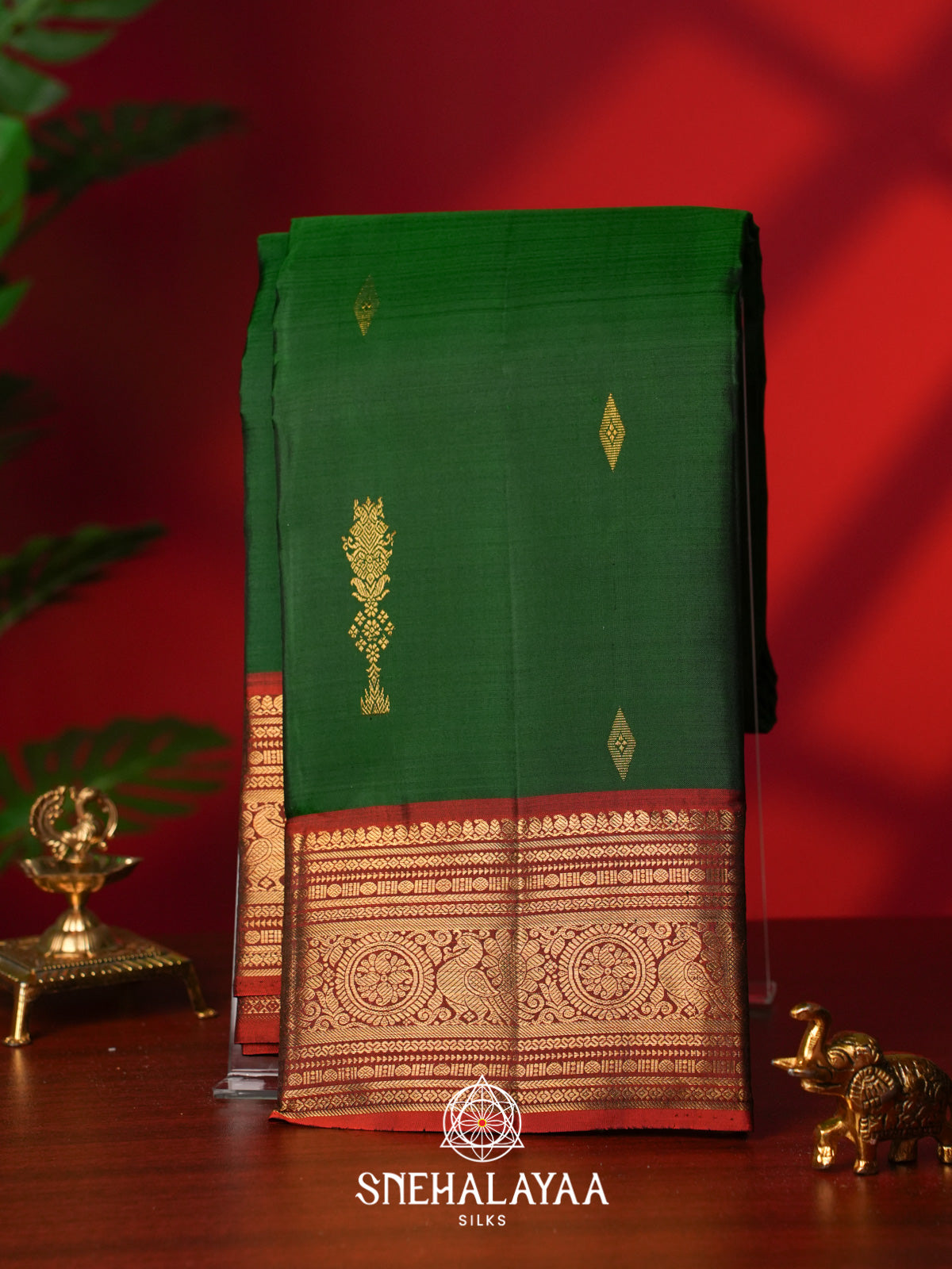 Emerald Green Kanjivaram Silk Saree