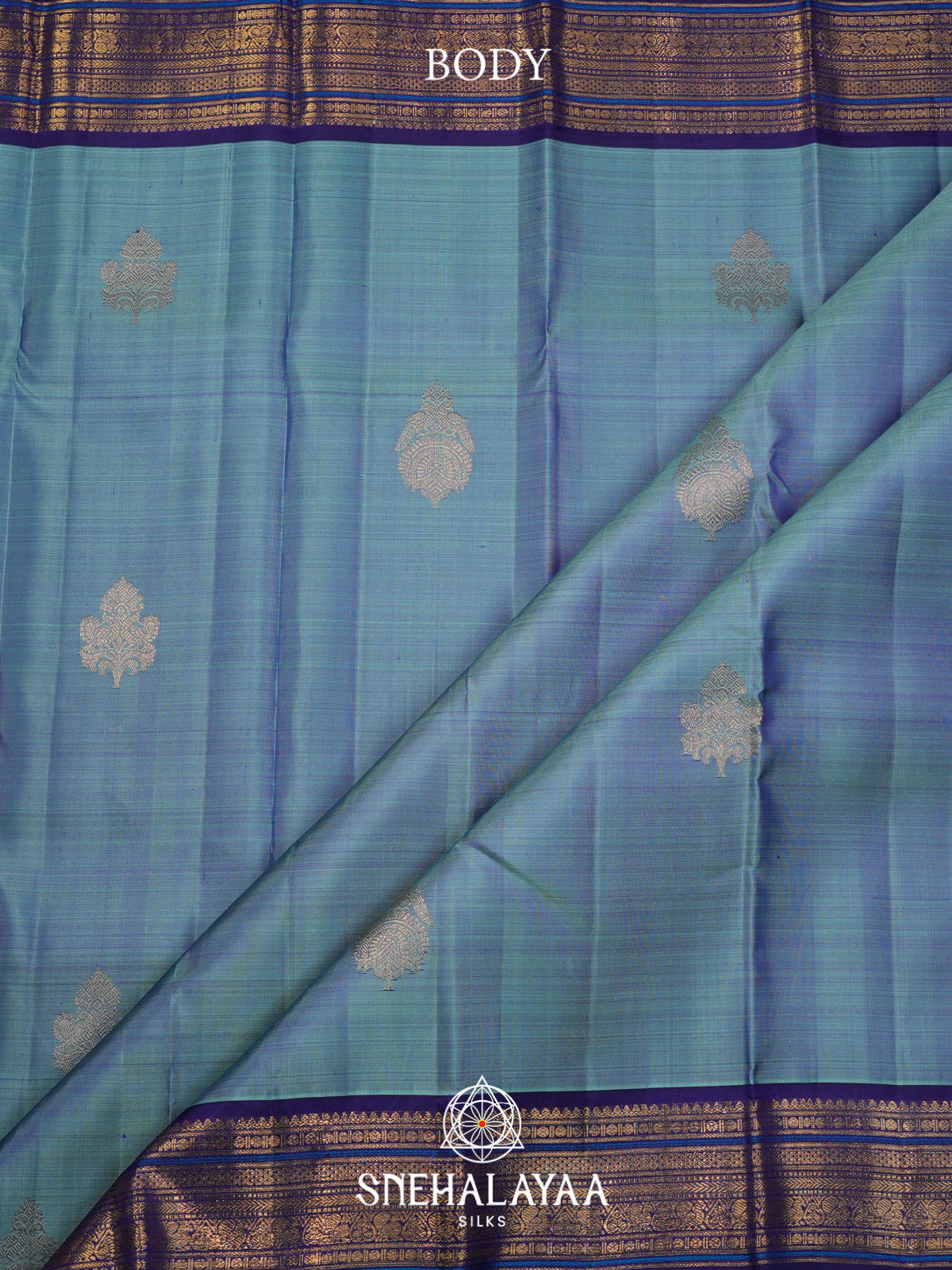 Ice blue Kanjivaram Silk Saree
