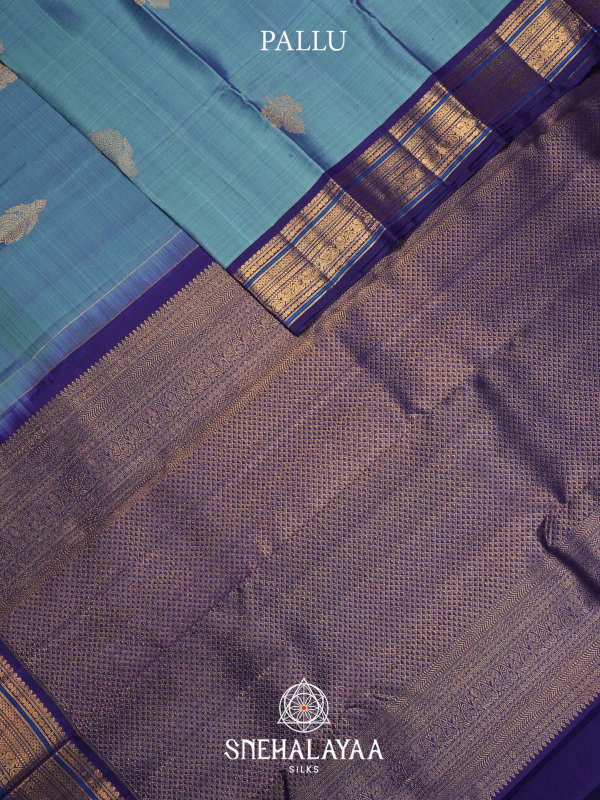 Ice blue Kanjivaram Silk Saree