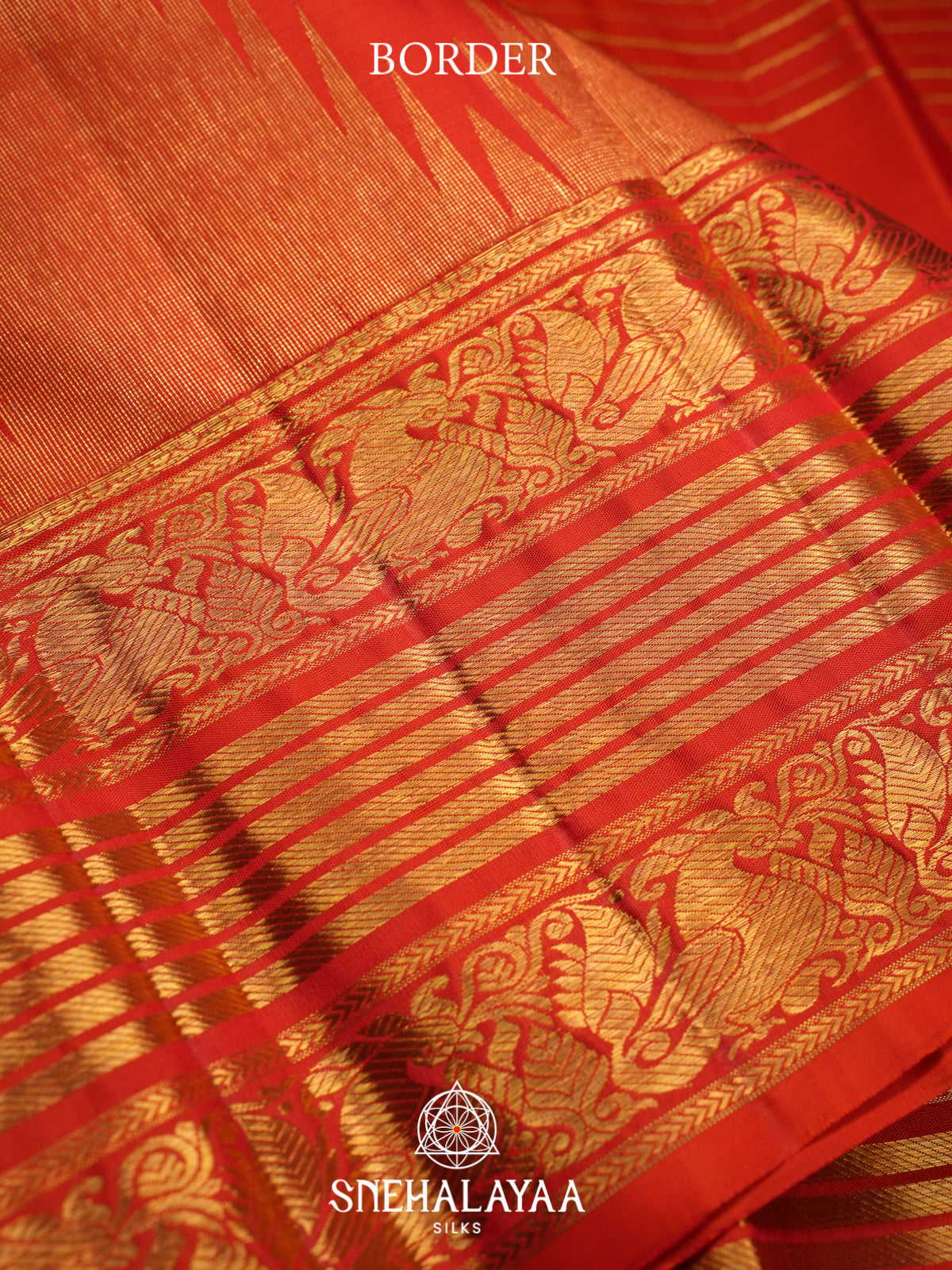 Rust Orange Kanjivaram Silk Saree