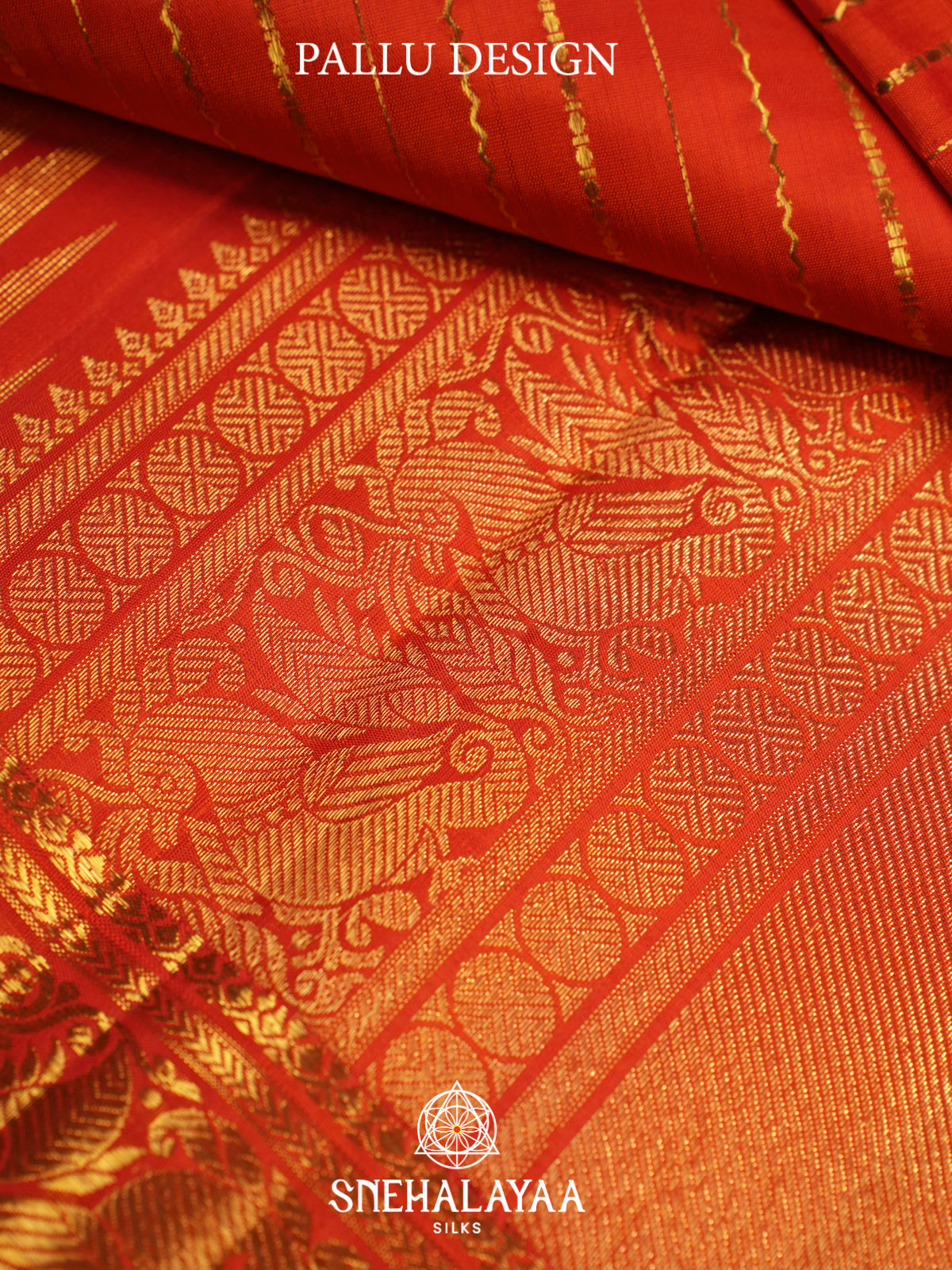 Rust Orange Kanjivaram Silk Saree