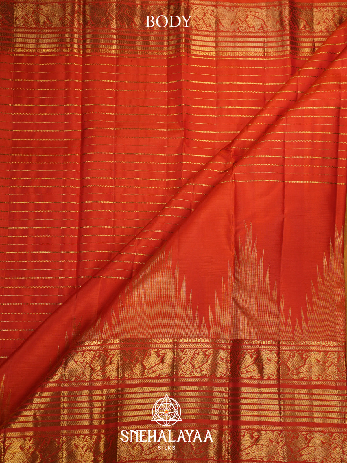Rust Orange Kanjivaram Silk Saree