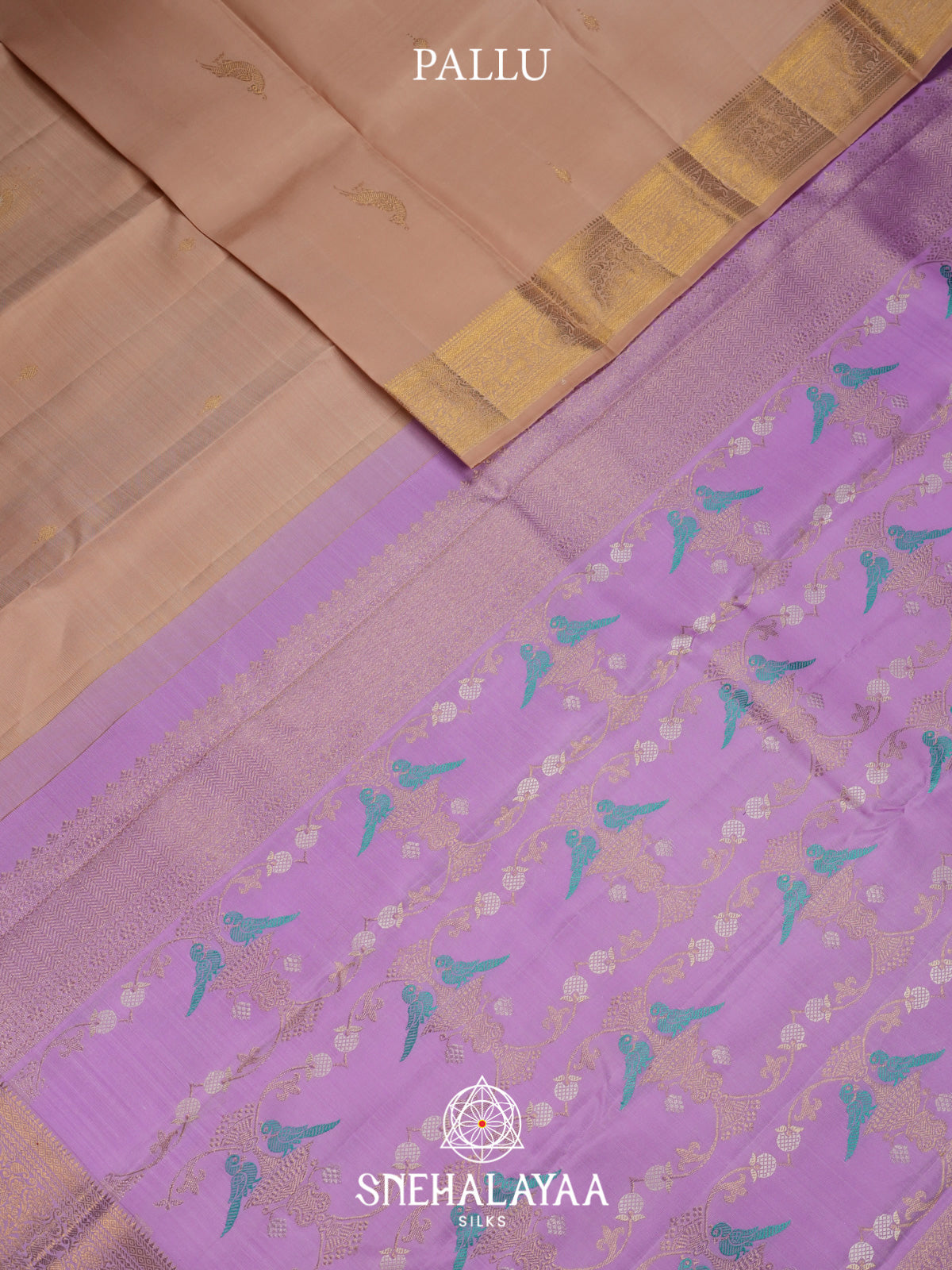 Beige Gold Kanjivaram Silk Saree