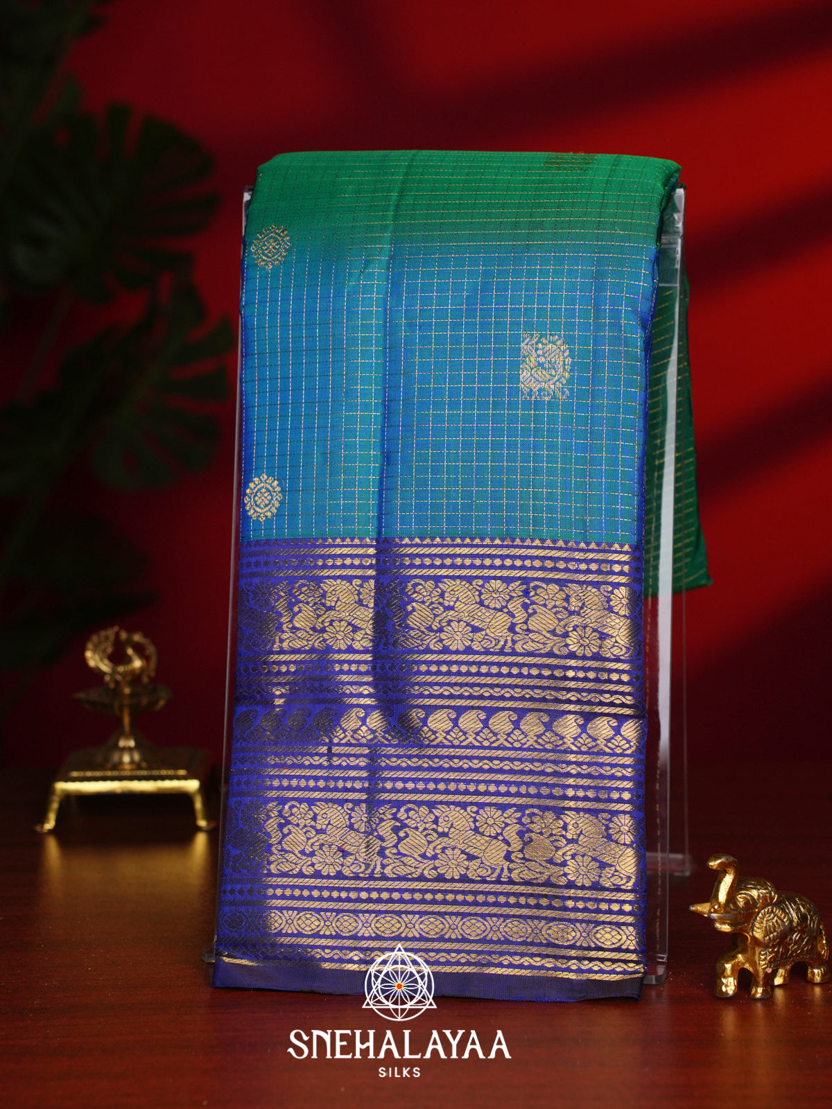 Peacock Blue Kanjivaram Silk Saree