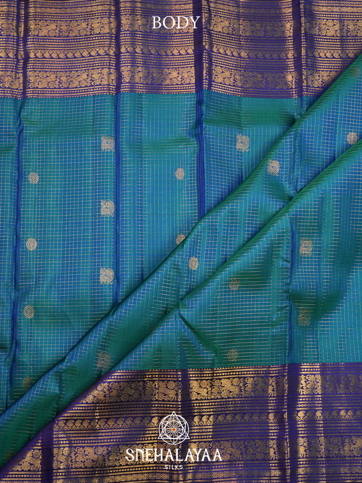 Peacock Blue Kanjivaram Silk Saree