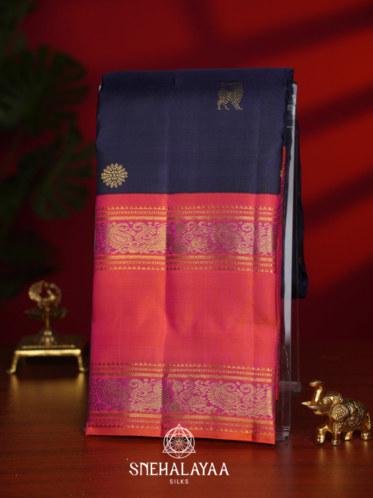 Midnight Blue Kanjivaram Silk Saree