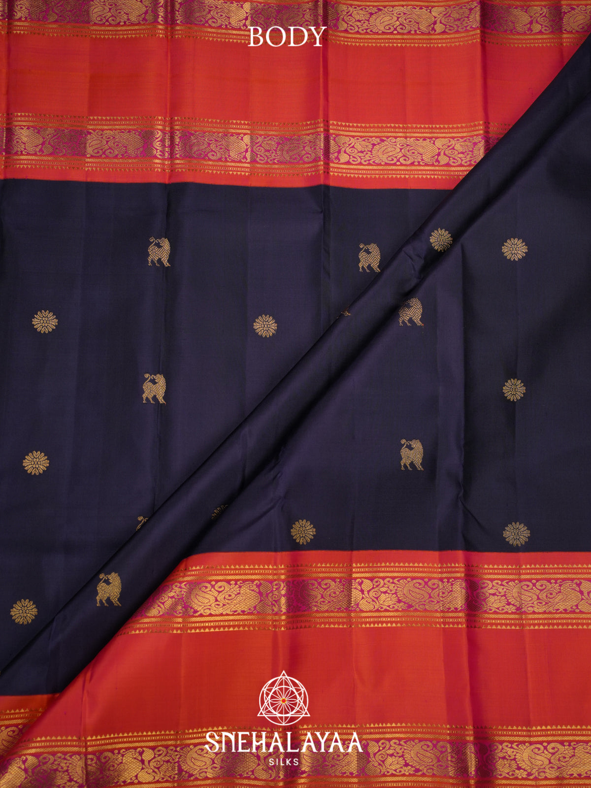 Midnight Blue Kanjivaram Silk Saree