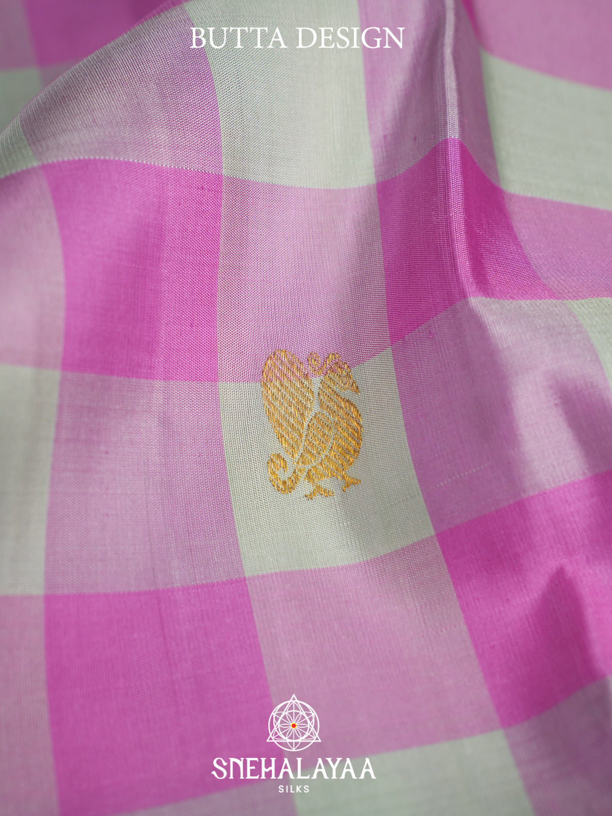 Pink Checks Kanjivaram Silk Saree