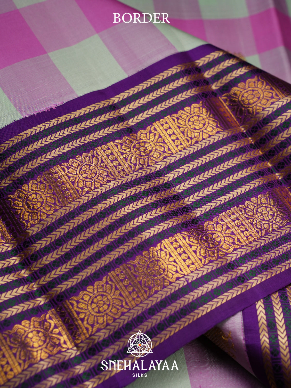 Pink Checks Kanjivaram Silk Saree