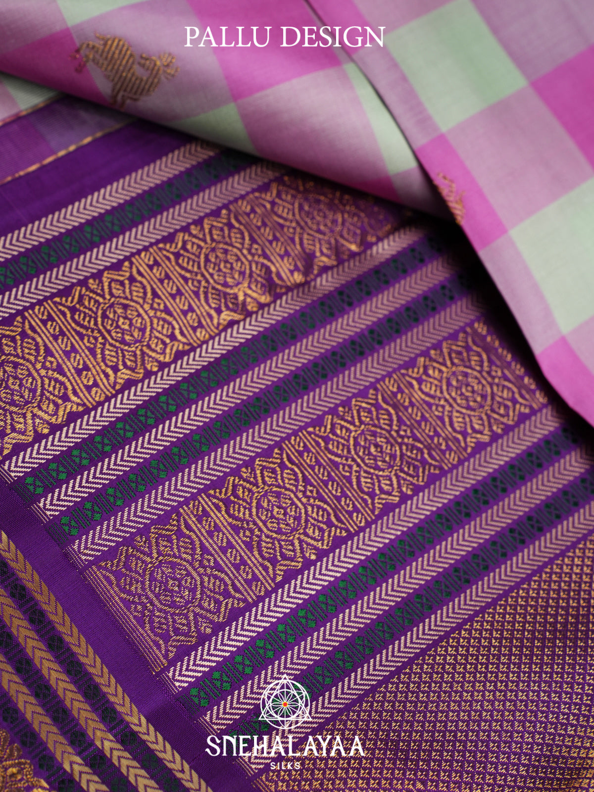 Pink Checks Kanjivaram Silk Saree