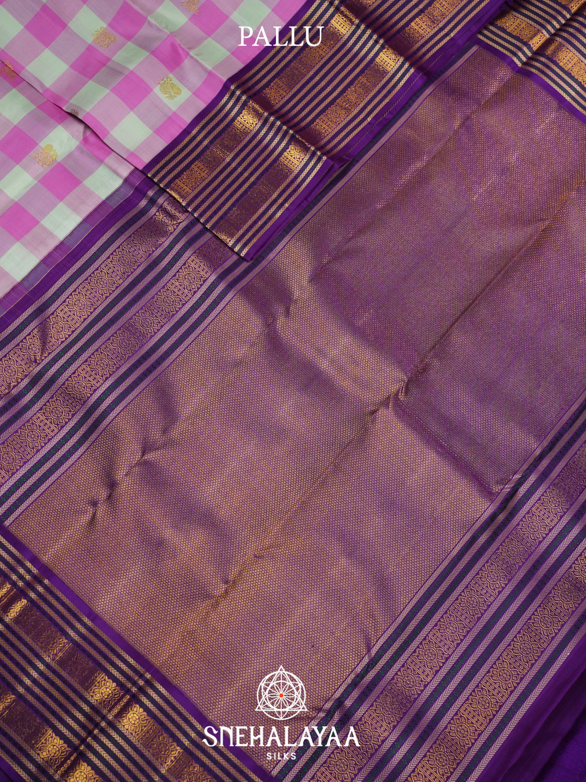 Pink Checks Kanjivaram Silk Saree
