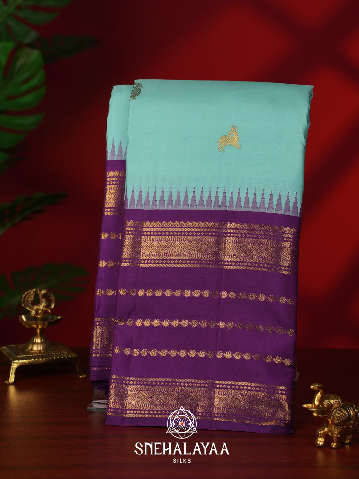 Ice Blue Kanjivaram Silk Saree