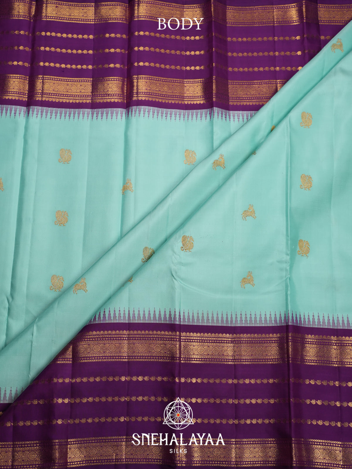 Ice Blue Kanjivaram Silk Saree