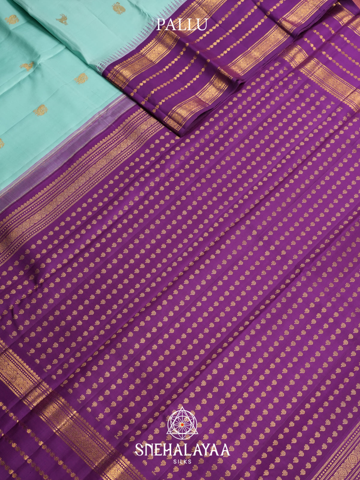 Ice Blue Kanjivaram Silk Saree