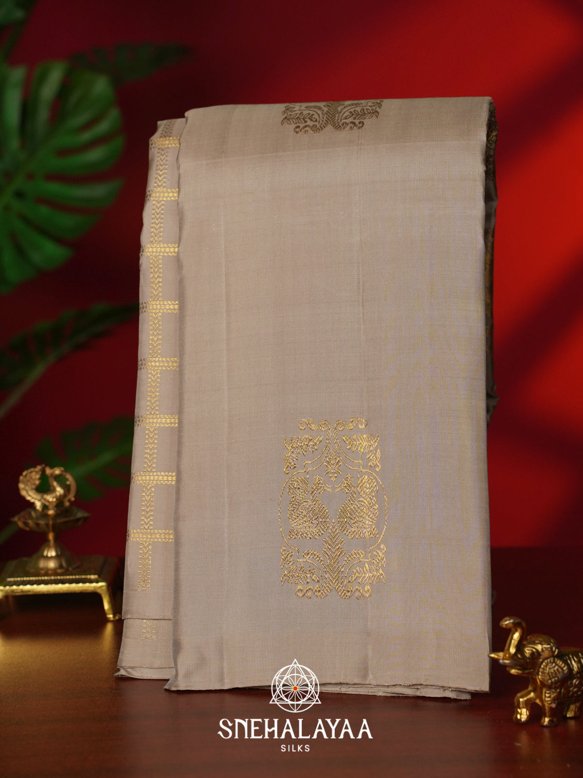 Beige Kanjivaram Silk Saree