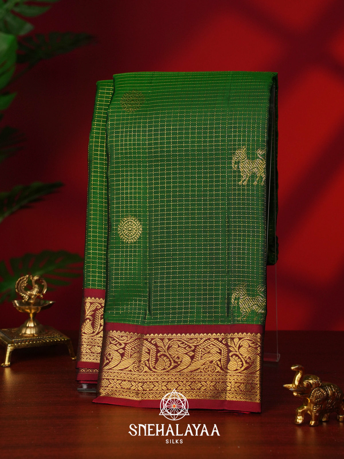 Emerald Green Kanjivaram Silk Saree