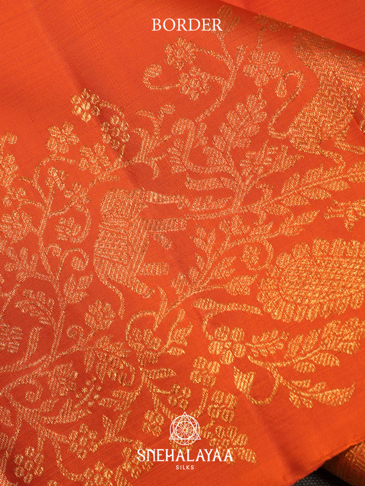 Rust Orange Kanjivaram Silk Saree