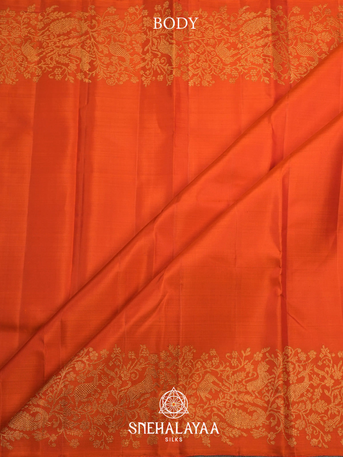 Rust Orange Kanjivaram Silk Saree
