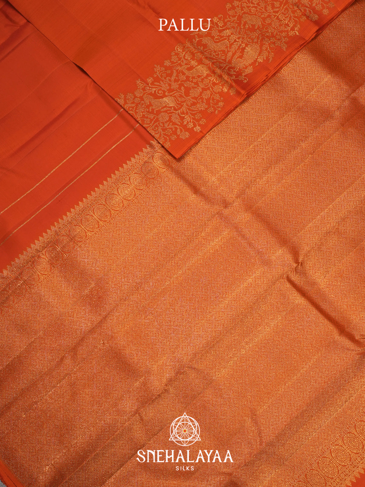 Rust Orange Kanjivaram Silk Saree