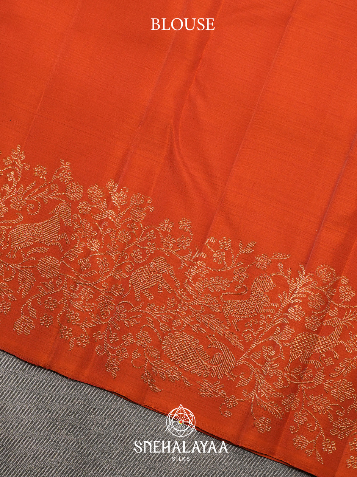 Rust Orange Kanjivaram Silk Saree