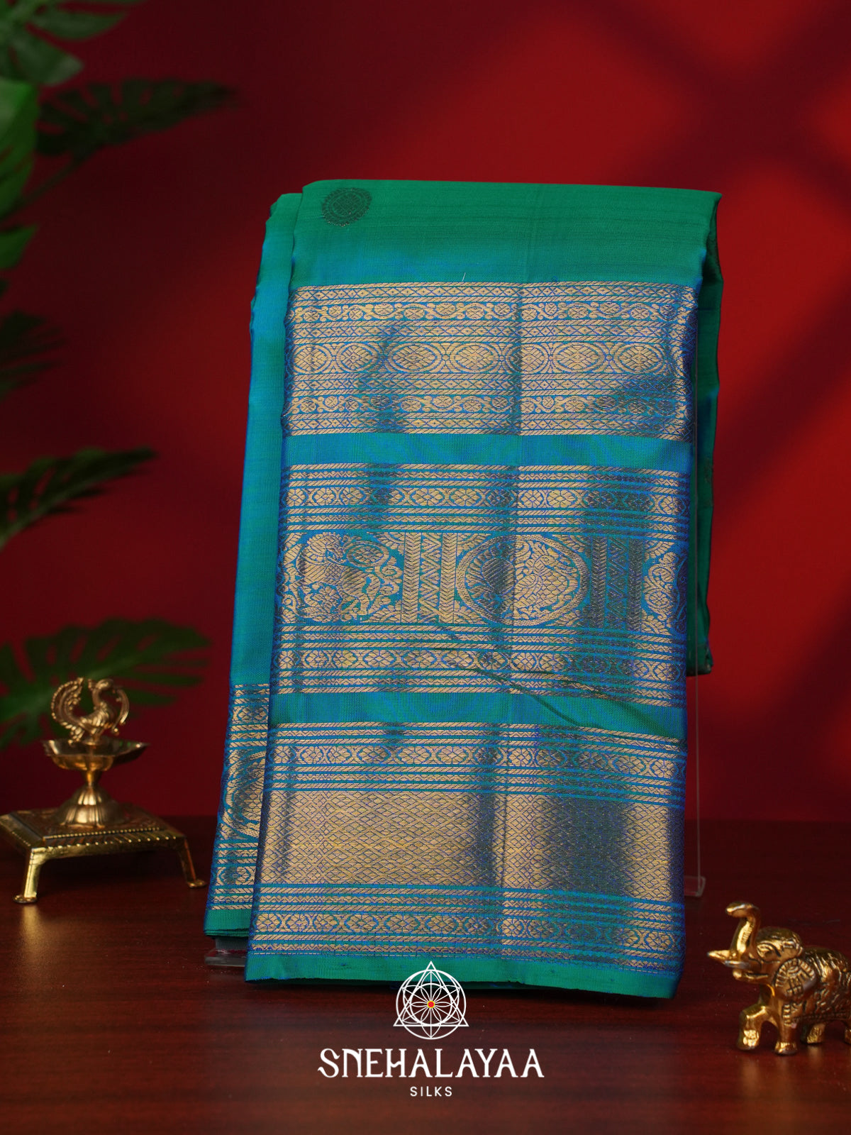 Peacock Blue Kanjivaram Silk Saree