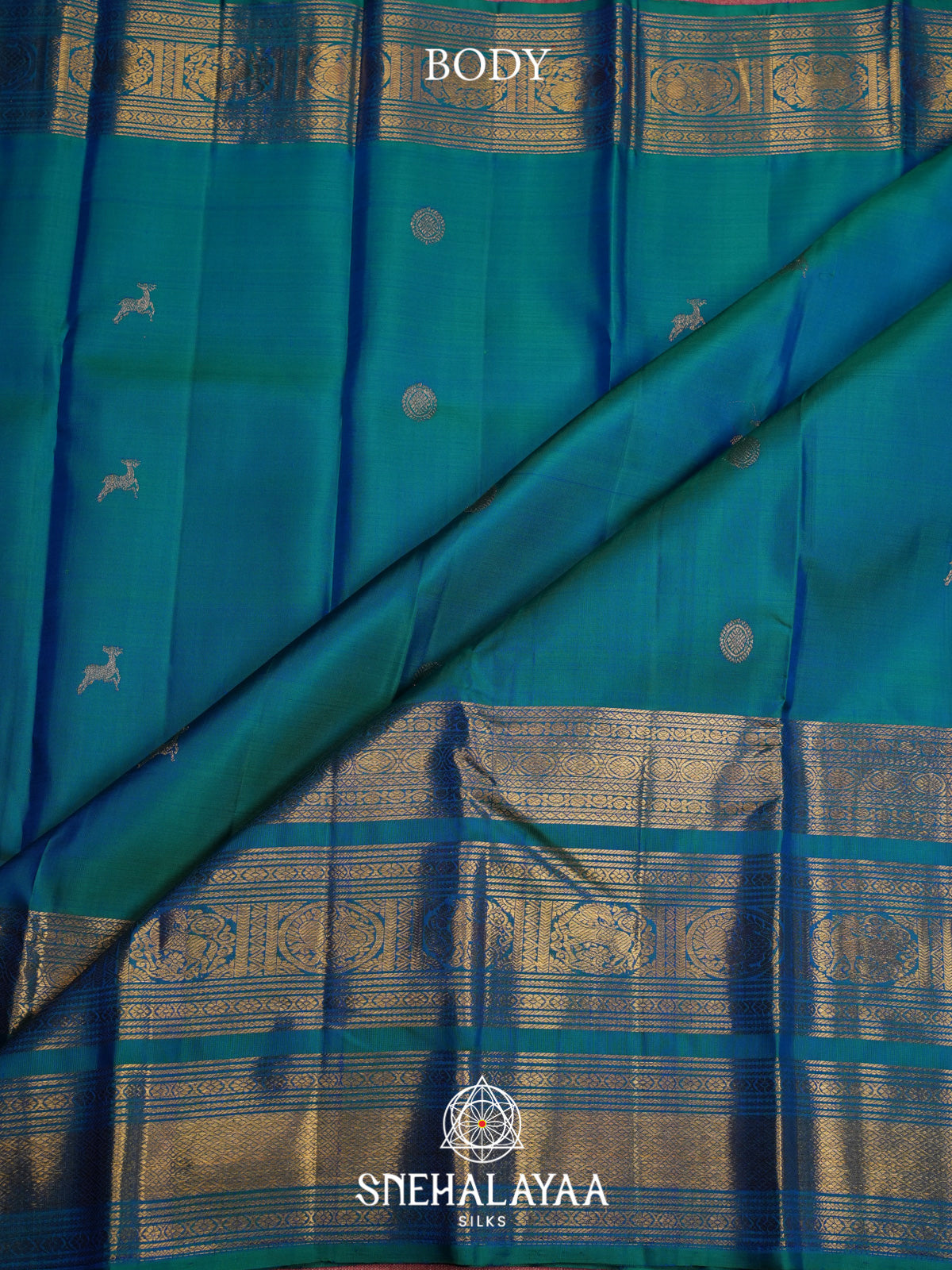 Peacock Blue Kanjivaram Silk Saree