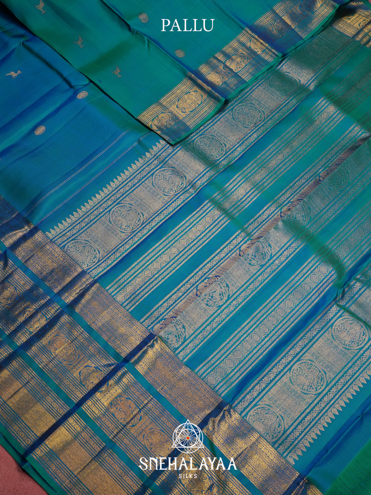 Peacock Blue Kanjivaram Silk Saree