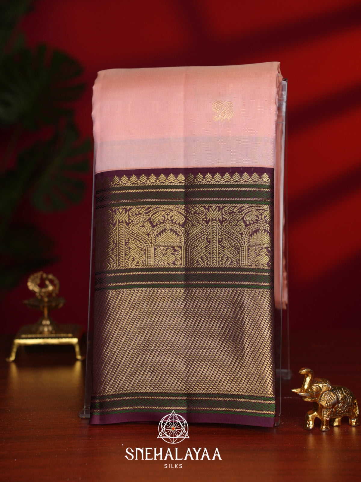 Pale Peach Kanjivaram Silk Saree