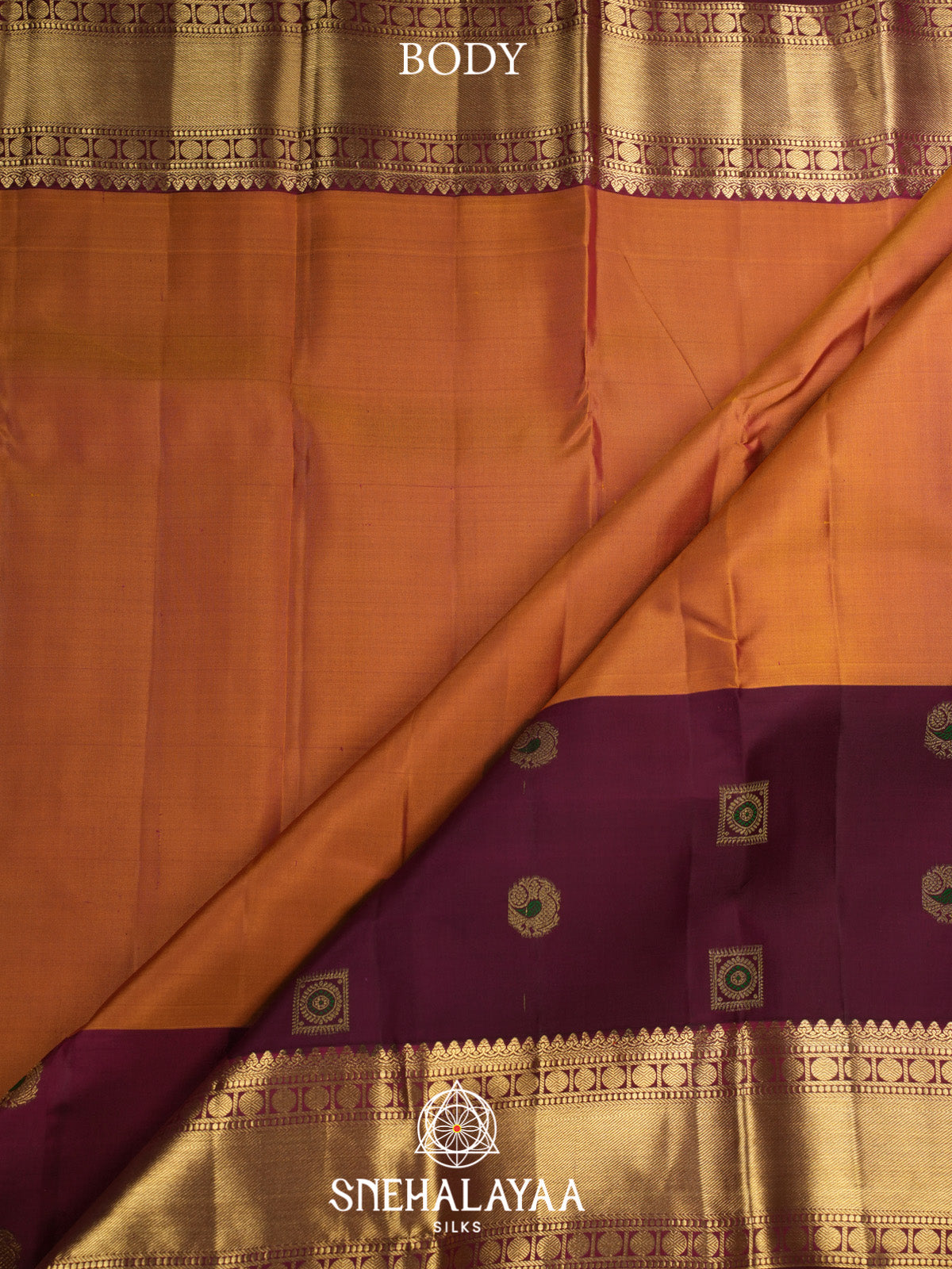 Burnt Orange Kanjivaram Silk Saree