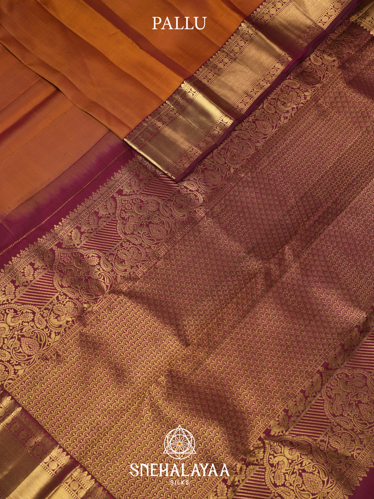 Burnt Orange Kanjivaram Silk Saree