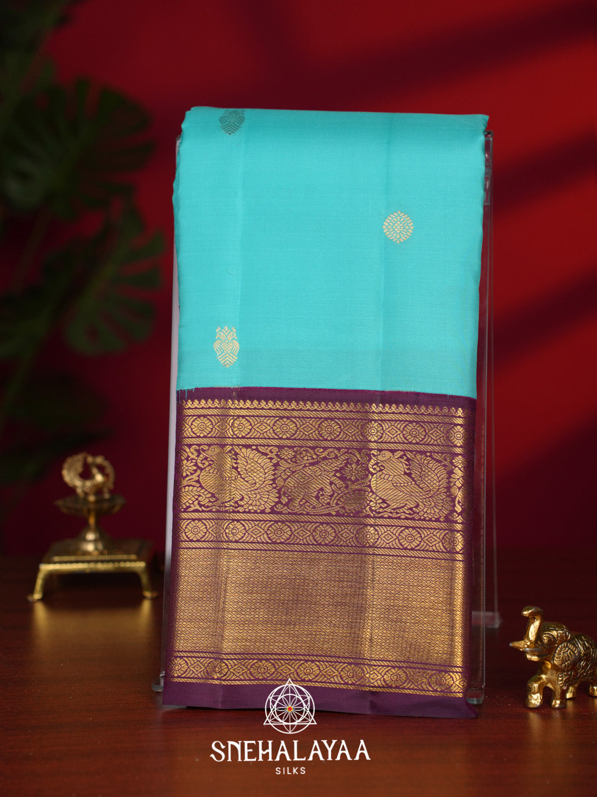 Sky Blue Kanjivaram Silk Saree
