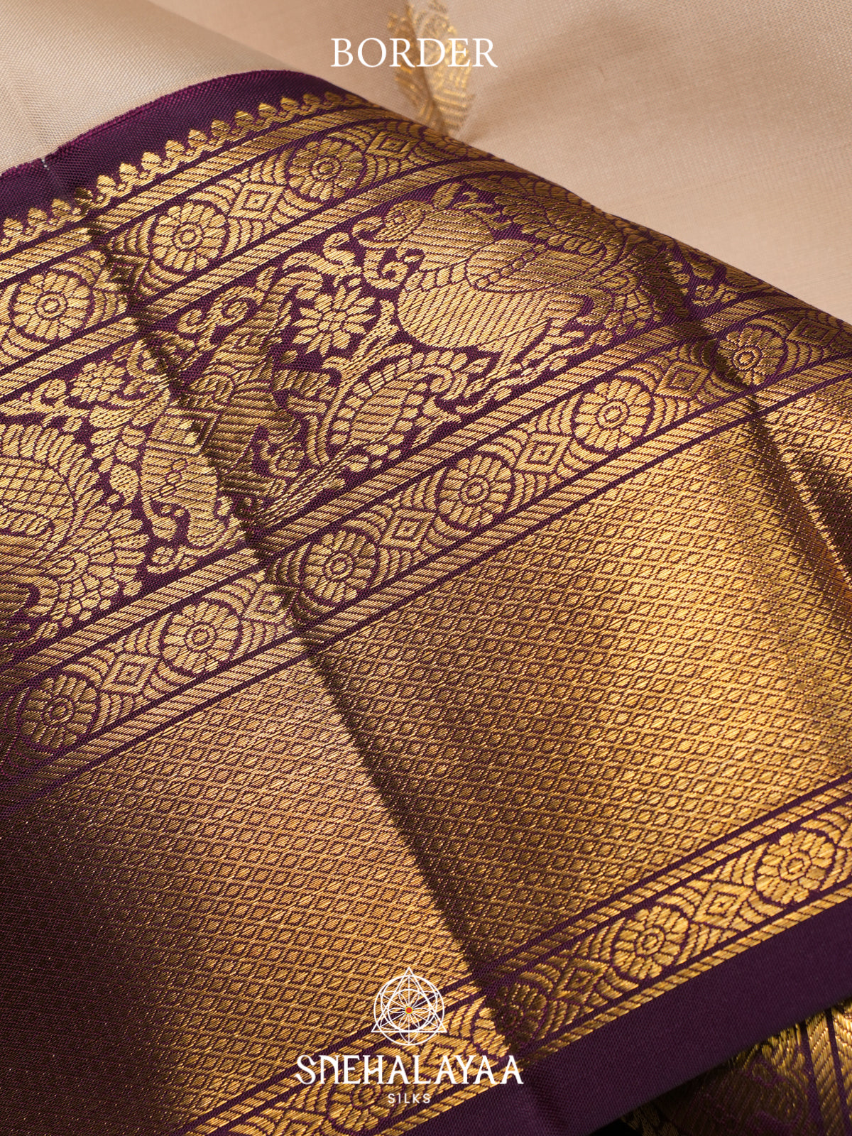 Cream Kanjivaram Silk Saree