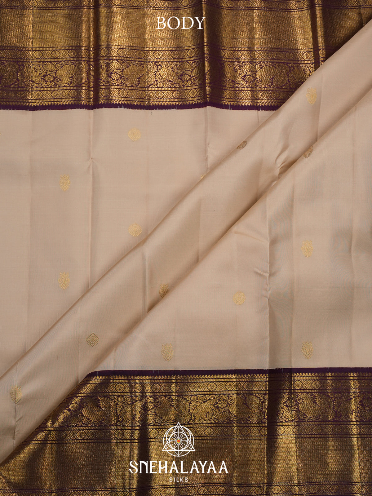 Cream Kanjivaram Silk Saree