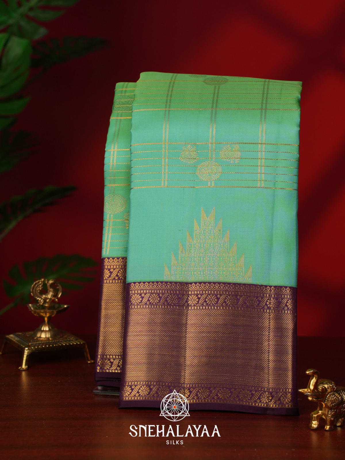 Mint Green Kanjivaram Silk Saree