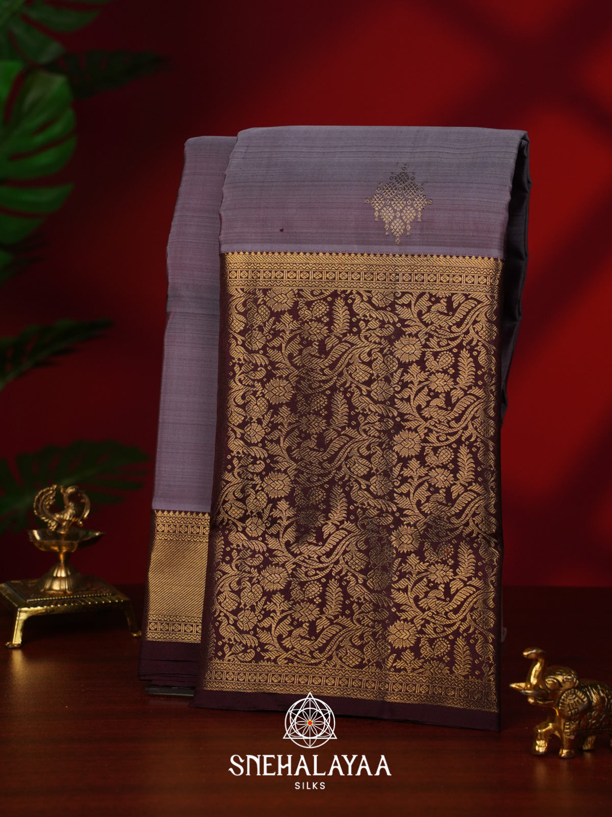Pale Purple Kanjivaram Silk Saree
