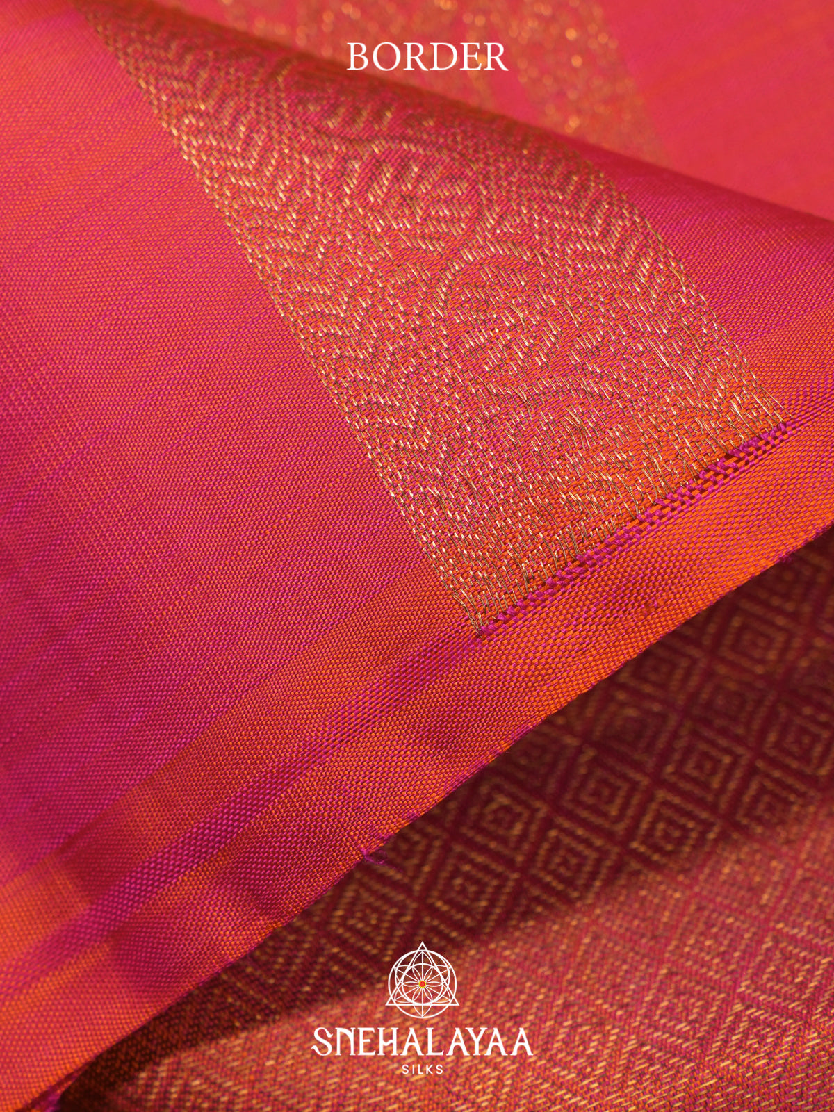 Coral Orange Kanjivaram Silk Saree