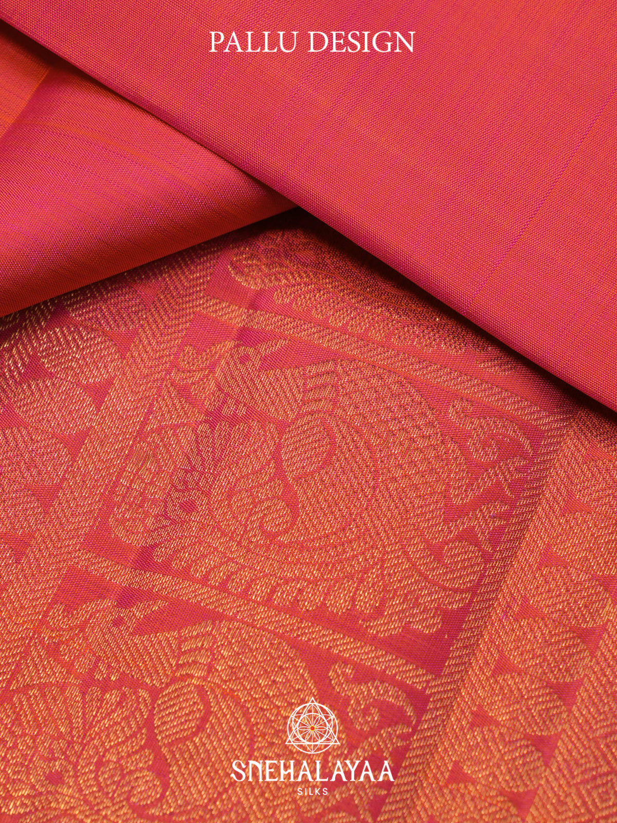 Coral Orange Kanjivaram Silk Saree
